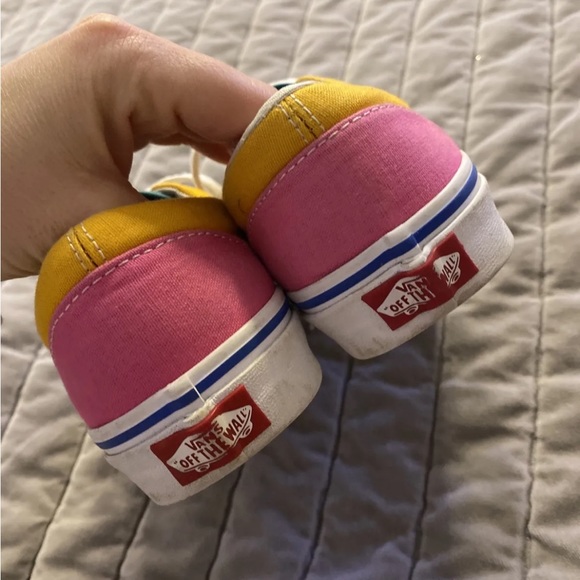 Vans low top, tie shoes, colorblock, M6, W7.5, Yellow, Blue - Picture 4 of 7